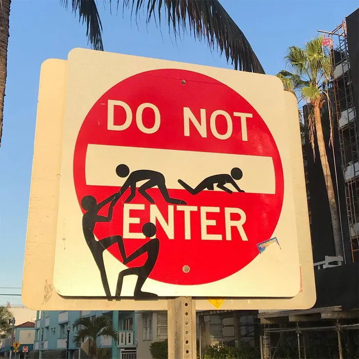 To Express His Protest Against Unjust Rules, This Artist Humorously Hijacks Road Signs And These Are 30 Of The Most Creative Ones