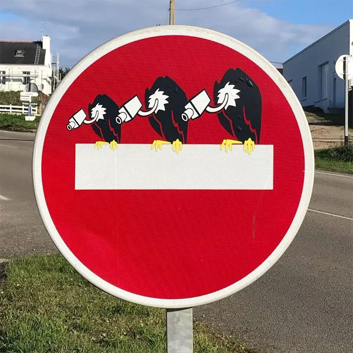 To Express His Protest Against Unjust Rules, This Artist Humorously Hijacks Road Signs And These Are 30 Of The Most Creative Ones