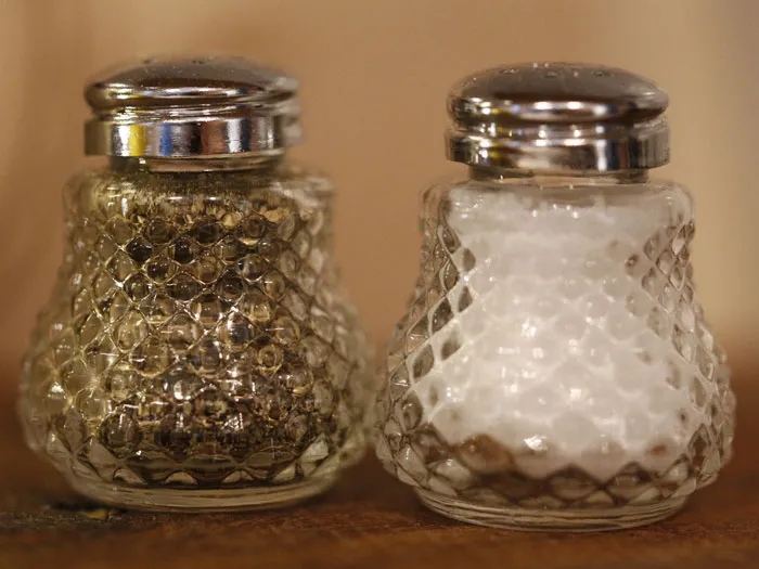 Pepper and salt on the table