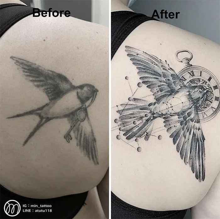30 Increíbles ejemplos de maestros tatuadores que dan un genial cambio de imagen a los viejos y aburridos tatuajes