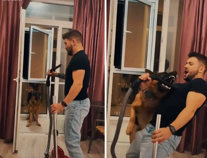 Saving Him From The Evil Vacuum Monster