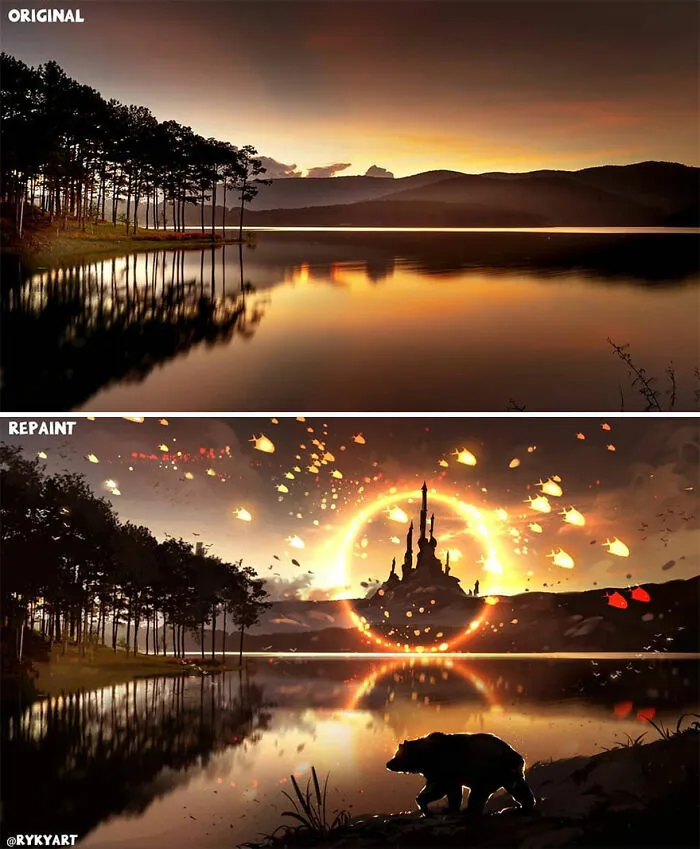 Czech Artist Draws On Top Of People's Nature Photos, And The Result Looks Otherworldly (84 Pics)