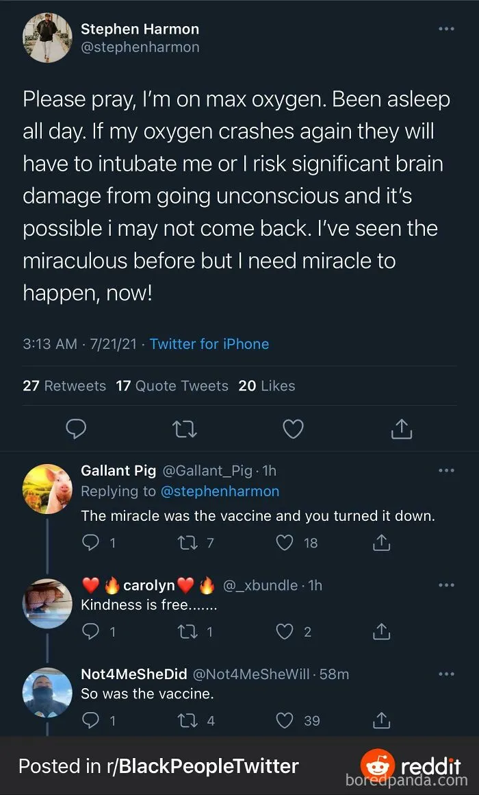 I Prayed For Help And God Sent Doctors With The Vaccine, I Said "No Thanks, I'm Waiting For God To Help Me"