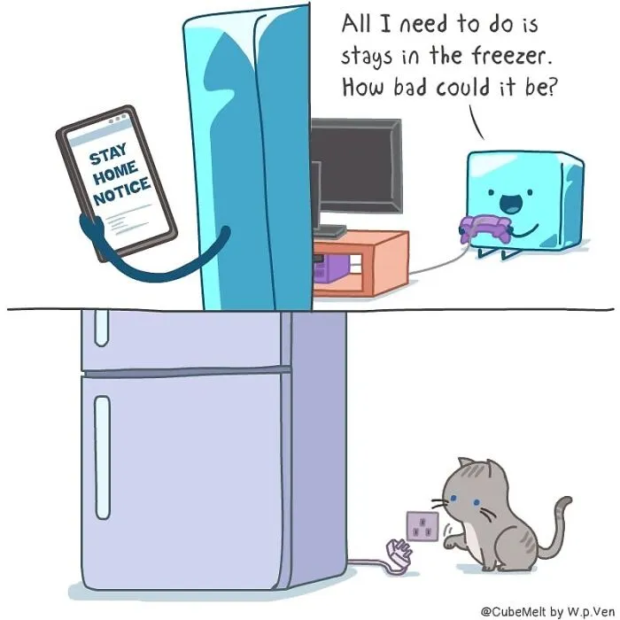 30 Comics About The Daily Struggles Of An Ice Cube By This Artist