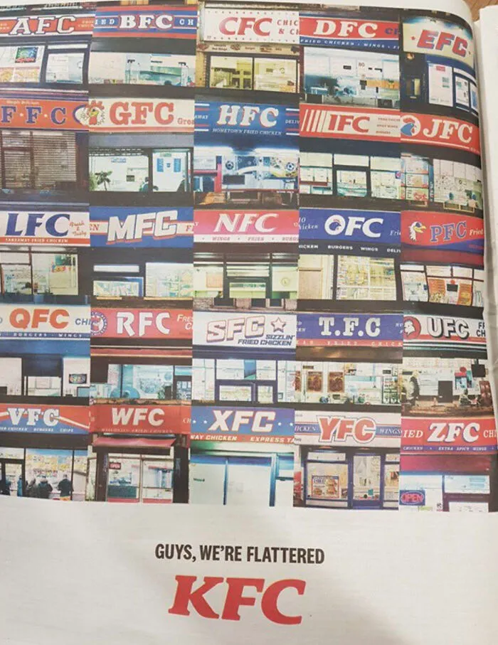 Newspaper/Billboard Ad From KFC — An Alphabet Of Imitations