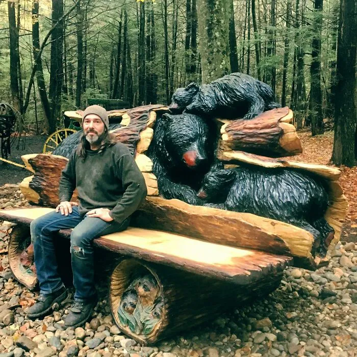 Bear, Raccoon, And Fox Bench