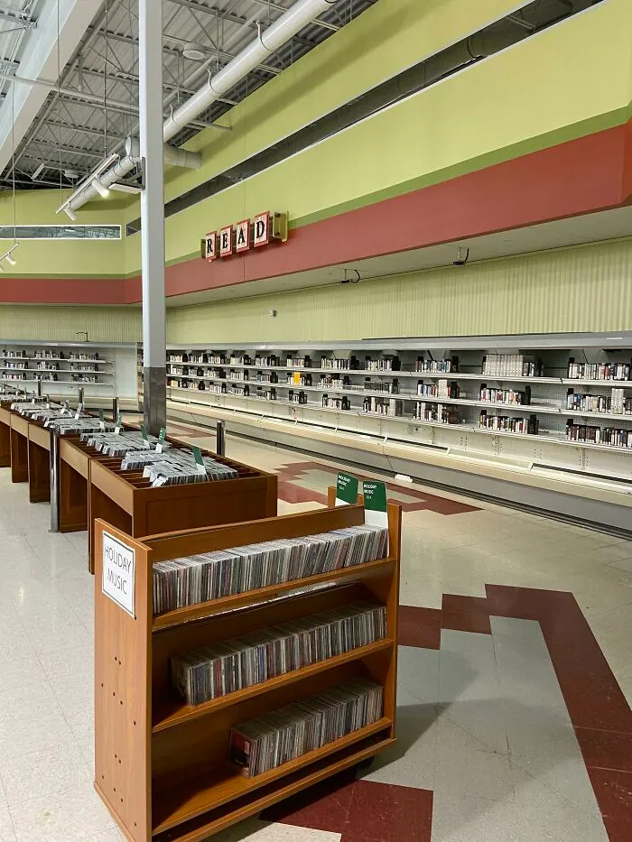 My Town's Library Is Under Construction, So They're Using An Old Grocery Store As The Temporary Library
