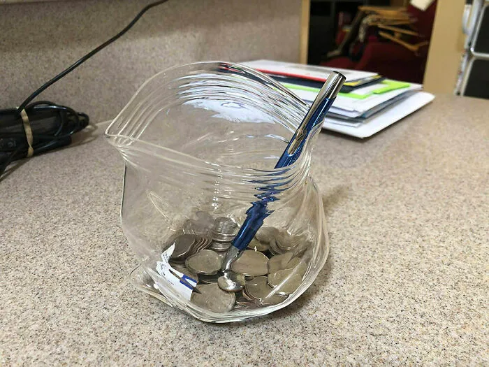 This Jar Is Shaped To Look Like A Ziplock Bag