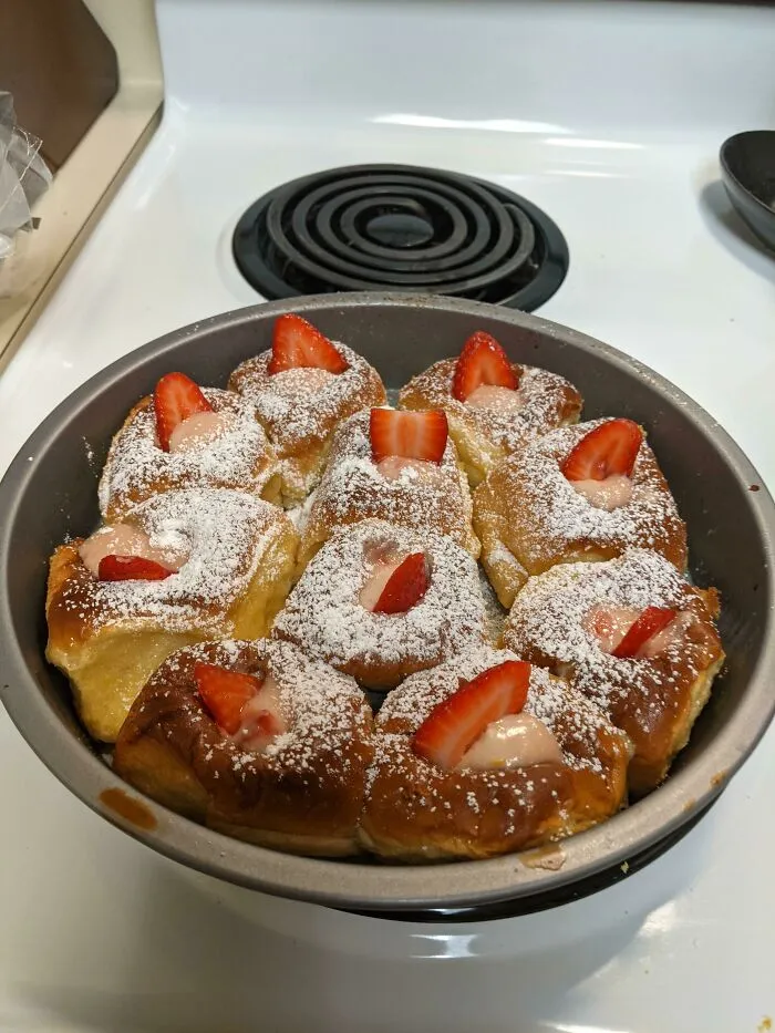 Birthday Breakfast For My Wife. Strawberry Cheesecake French Toast