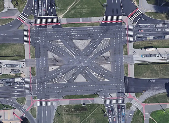 Intersección en Zagreb, Croacia