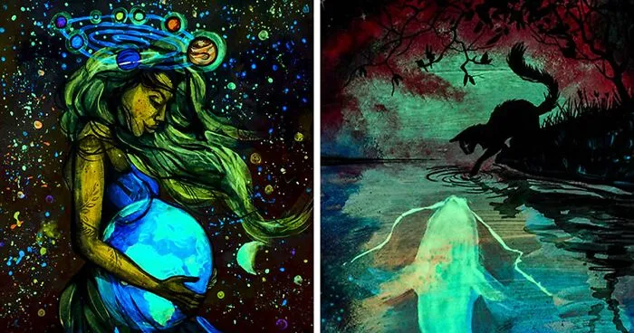 My Paintings Show Their Hidden Meanings When In The Dark (22 Pics)