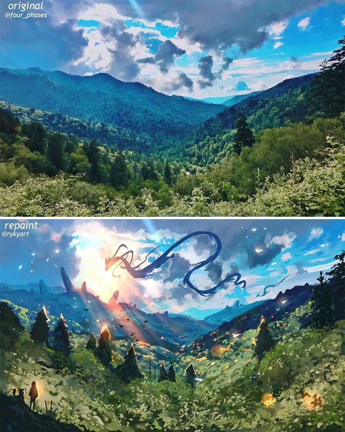 Czech Artist Draws On Top Of People's Nature Photos, And The Result Looks Otherworldly (84 Pics)
