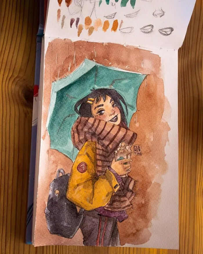 I Left My Job To Be A Full-Time Illustrator, Here Are 30 Cute Moments I Created With Watercolor And Ink