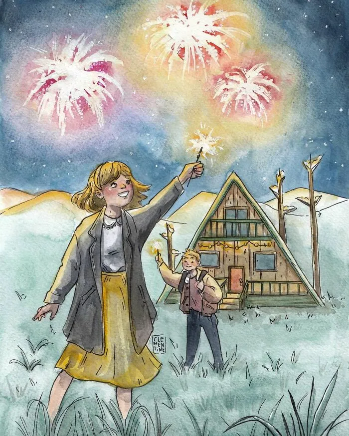 I Left My Job To Be A Full-Time Illustrator, Here Are 30 Cute Moments I Created With Watercolor And Ink