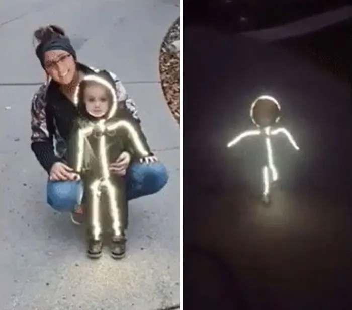 Este disfraz de figura de palitos luminoso