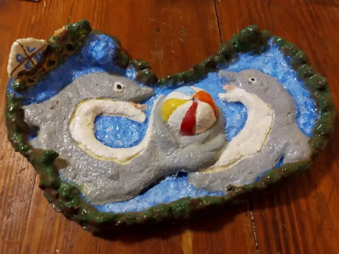 Clay And Acrylic Dolphins