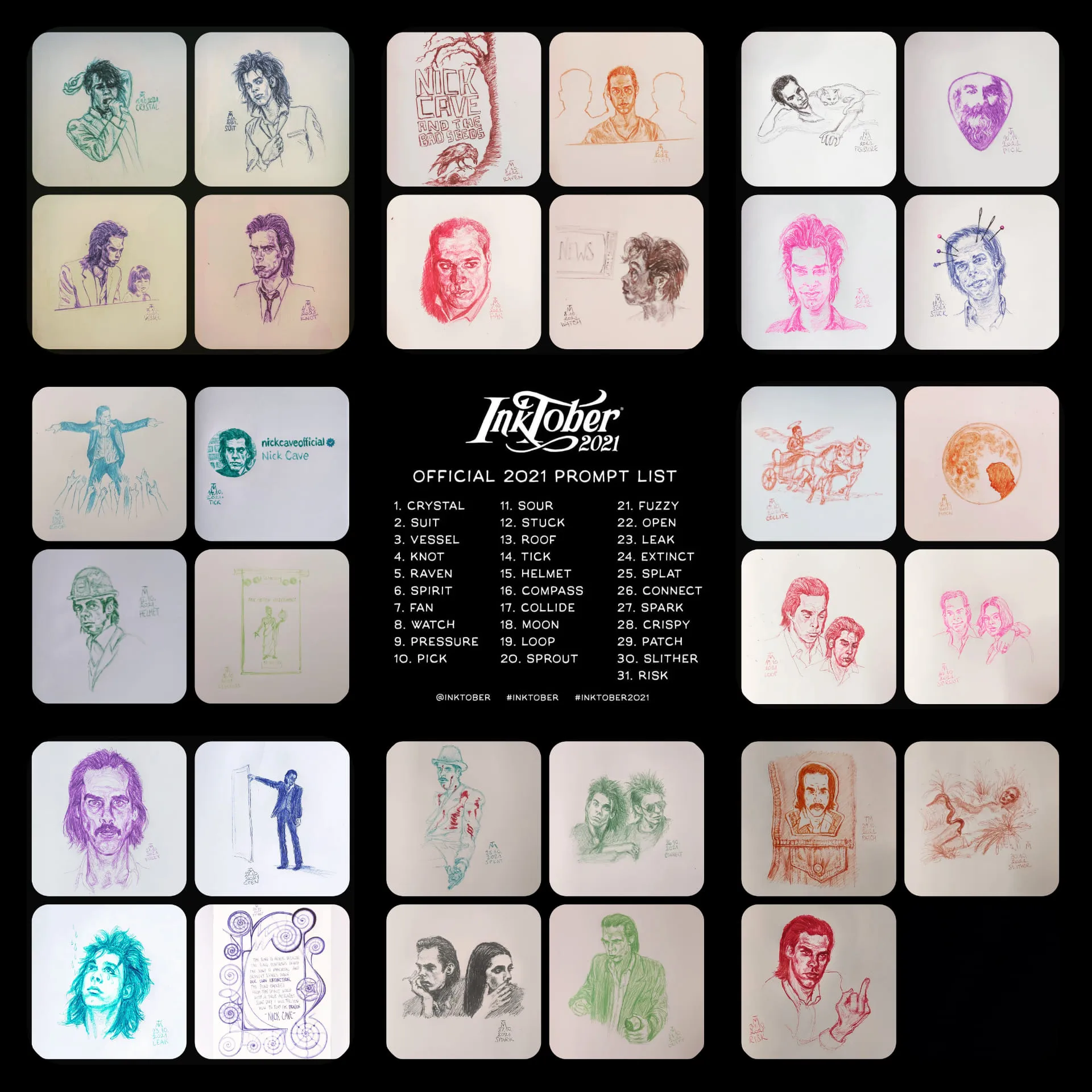 31 Drawings Inspired By Nick Cave For This Year's Inktober