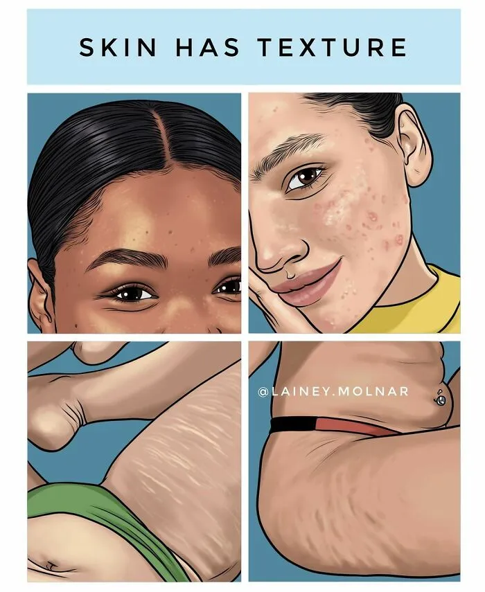 Lainey Molnar comics about skin texture 