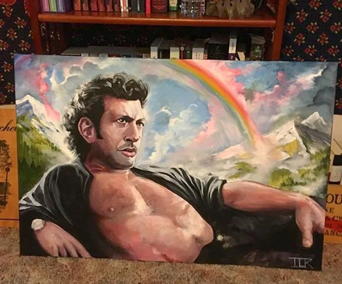 On Our First Date, I Jokingly Told My Boyfriend I Loved Jeff Goldblum’s Half-Shirtless Scene In Jurassic Park So Much, I Wished I Had A Giant Painting Of It