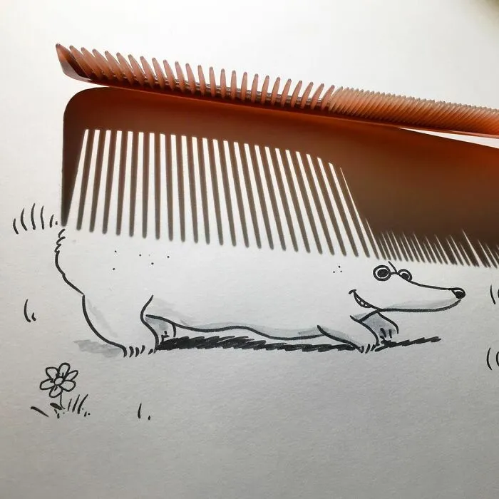 Shadows Of Random Objects Make Up Fun Illustrations By This Artist (50 Pics)