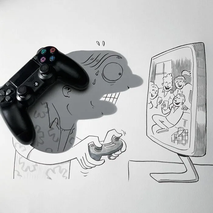 Shadows Of Random Objects Make Up Fun Illustrations By This Artist (50 Pics)