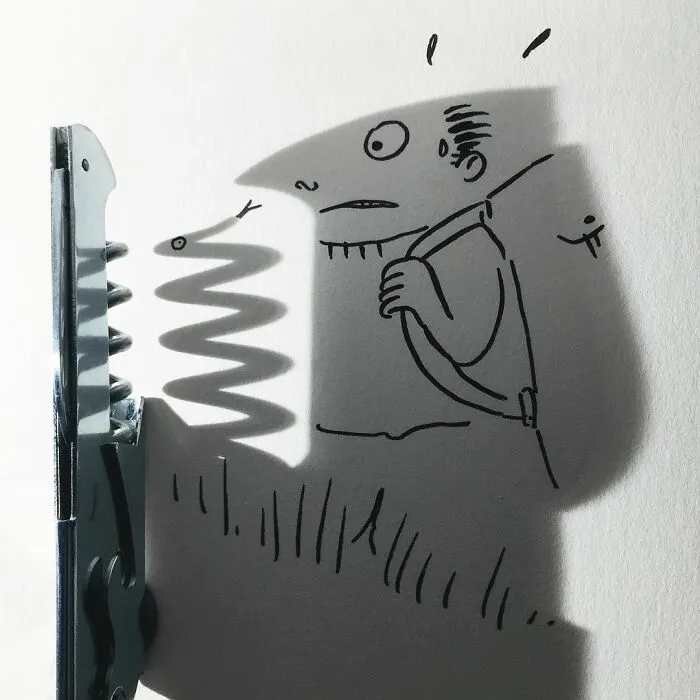 Shadows Of Random Objects Make Up Fun Illustrations By This Artist (50 Pics)