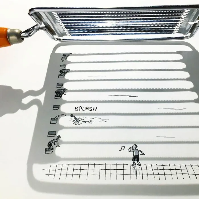 Shadows Of Random Objects Make Up Fun Illustrations By This Artist (50 Pics)
