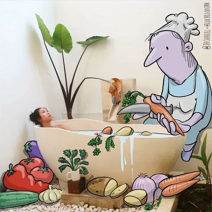 Illustrator Adds Funny Cartoons To Strangers’ Instagram Photos (30 New Pics)