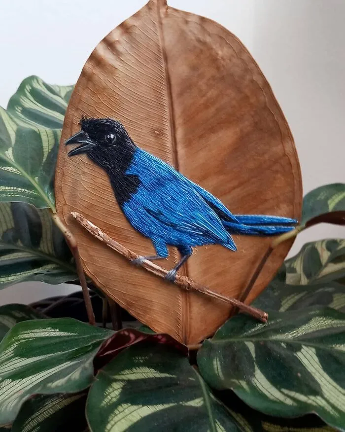 This Artist Inherited Her Mother's Talent For Handicrafts And Created A Type Of Embroidery On Leaves (59 Pics)