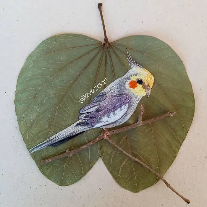 This Artist Inherited Her Mother's Talent For Handicrafts And Created A Type Of Embroidery On Leaves (59 Pics)