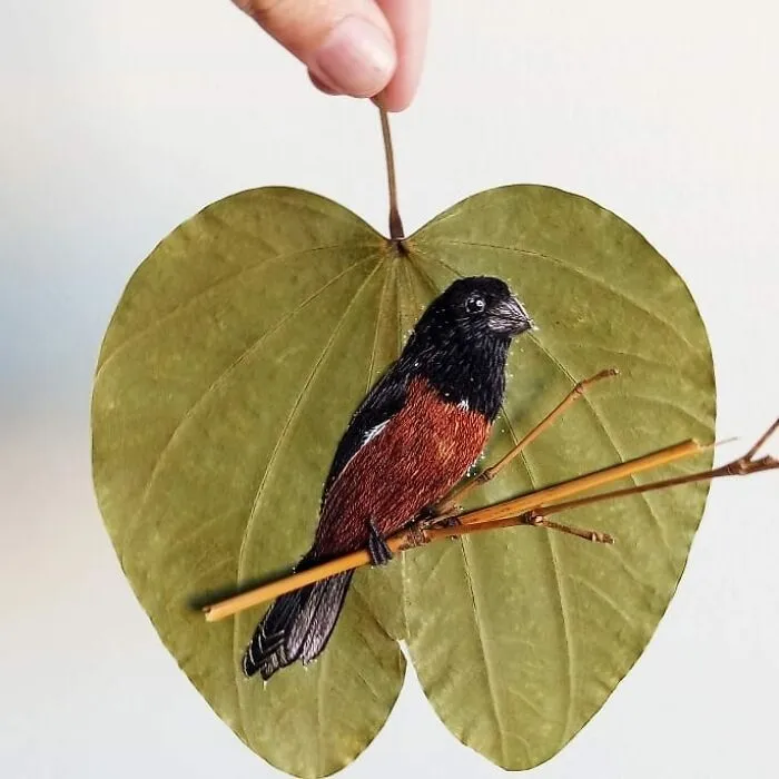 This Artist Inherited Her Mother's Talent For Handicrafts And Created A Type Of Embroidery On Leaves (59 Pics)