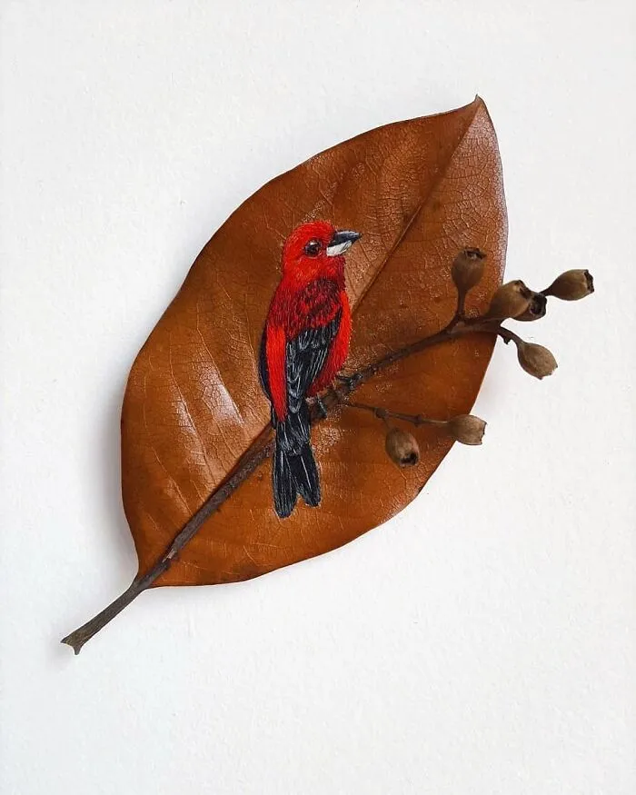 This Artist Inherited Her Mother's Talent For Handicrafts And Created A Type Of Embroidery On Leaves (59 Pics)