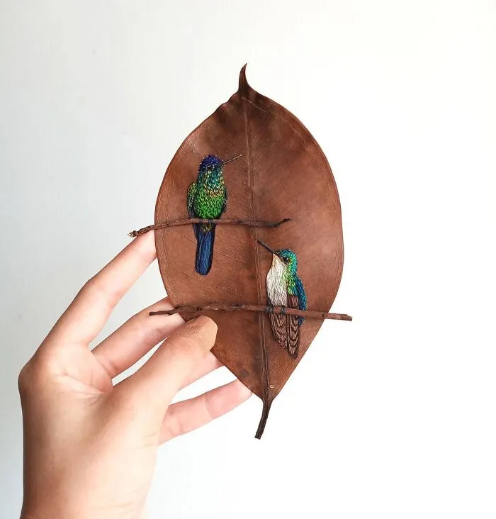 This Artist Inherited Her Mother's Talent For Handicrafts And Created A Type Of Embroidery On Leaves (59 Pics)