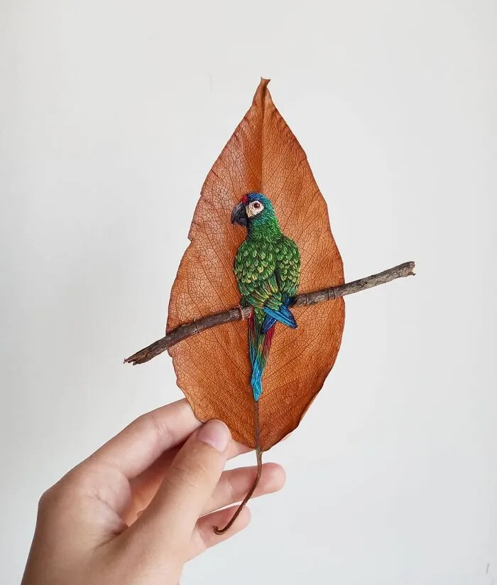 This Artist Inherited Her Mother's Talent For Handicrafts And Created A Type Of Embroidery On Leaves (59 Pics)