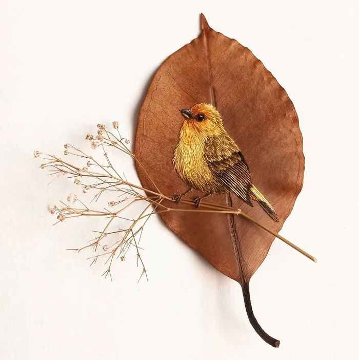 This Artist Inherited Her Mother's Talent For Handicrafts And Created A Type Of Embroidery On Leaves (59 Pics)