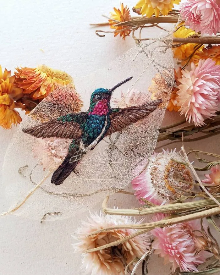 This Artist Inherited Her Mother's Talent For Handicrafts And Created A Type Of Embroidery On Leaves (59 Pics)