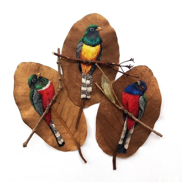 This Artist Inherited Her Mother's Talent For Handicrafts And Created A Type Of Embroidery On Leaves (59 Pics)