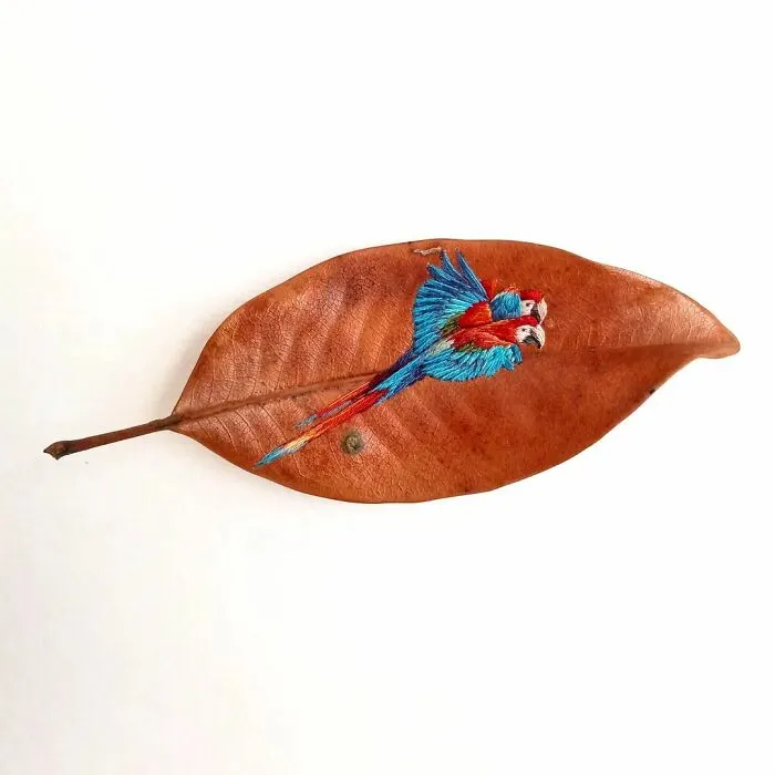 This Artist Inherited Her Mother's Talent For Handicrafts And Created A Type Of Embroidery On Leaves (59 Pics)