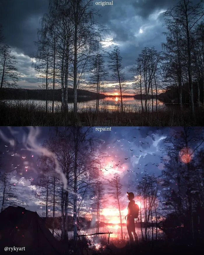 Czech Artist Draws On Top Of People's Nature Photos, And The Result Looks Otherworldly (84 Pics)
