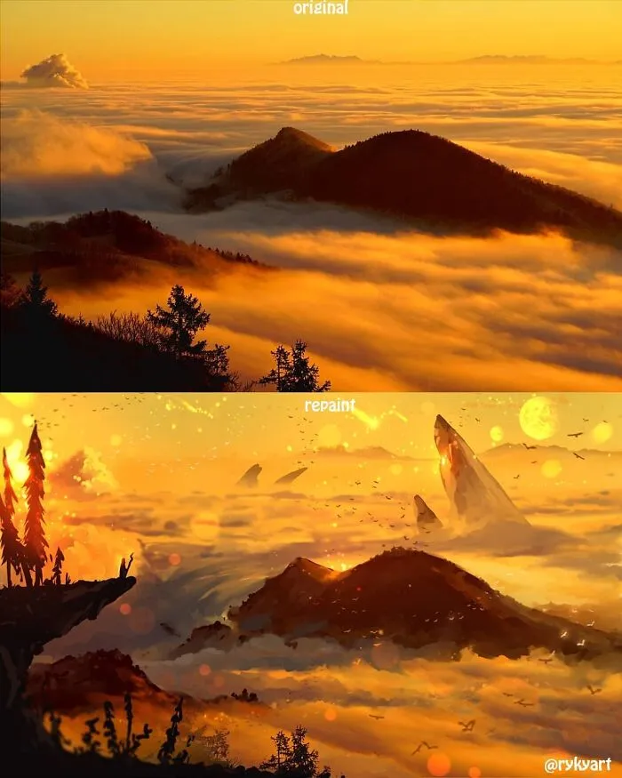 Czech Artist Draws On Top Of People's Nature Photos, And The Result Looks Otherworldly (84 Pics)