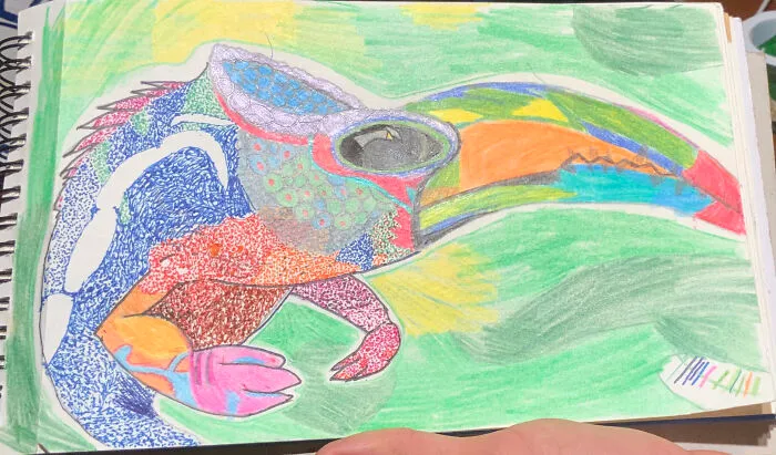 My T U C A M E L E O N, With Stipples And Coloring Pencils