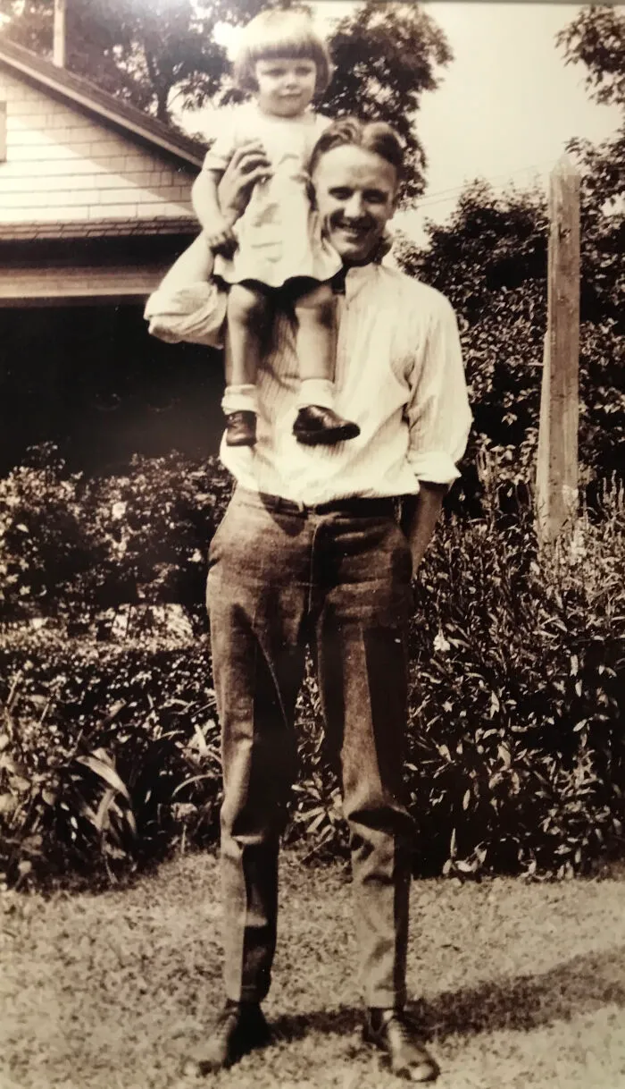 Photo Of My Mom On Her Dad's Shoulders In 1925