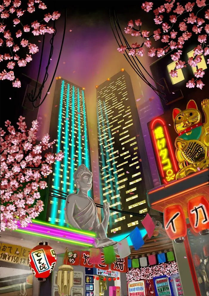 Sakura Neon Buddha