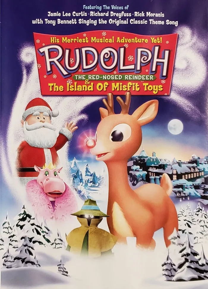 Rudolph the Red-Nosed Reindeer movie poster, featuring Christmas-themed imagery and characters.