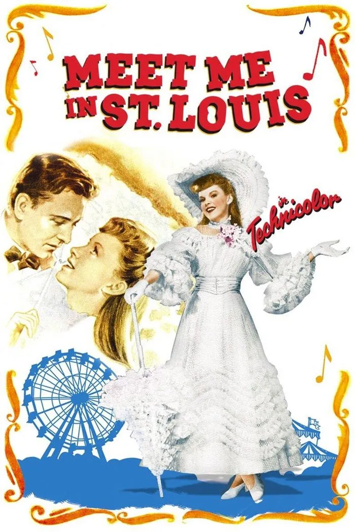 Classic Christmas movie poster featuring actors in vintage attire.