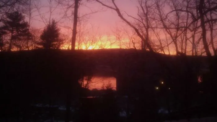 A Very Cold, But Beautiful Sunrise Over The Lake.  The View From My Livingroom Window On A Mountain Cliff..