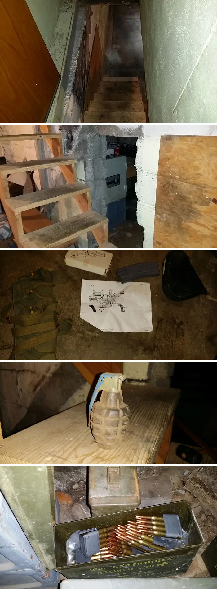 Man Finds A Secret Room In His New House That Contains Tons Of Ammunition, Guns, And Grenades