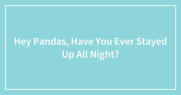 Hey Pandas, Have You Ever Stayed Up All Night?