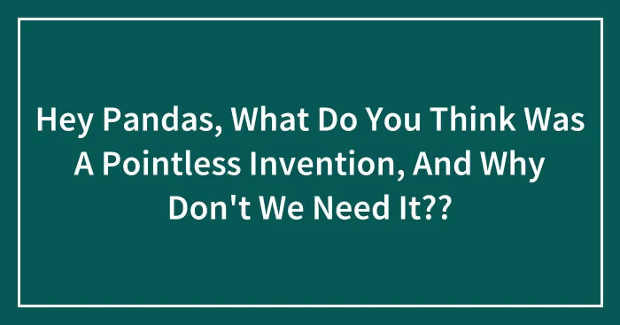 Hey Pandas, What Do You Think Was A Pointless Invention, And Why Don't We Need It?? (Closed)