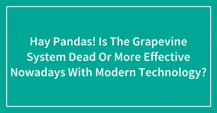 Hay Pandas! Is The Grapevine System Dead Or More Effective Nowadays With Modern Technology?